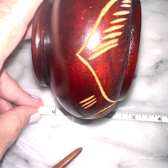 Handcrafted Wooden Japanese Style Sugar or Spice Bowl with and Lid Spoon Carved - Picture 9 of 11